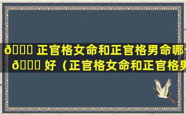 🍁 正官格女命和正官格男命哪个 🐝 好（正官格女命和正官格男命哪个好一点）